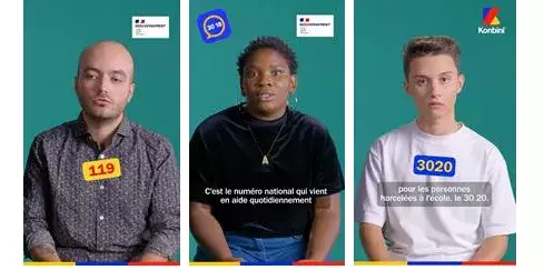 Capture d'écran des vidéos Konbini d'Anne-Liz, d'Elian et de Cyril